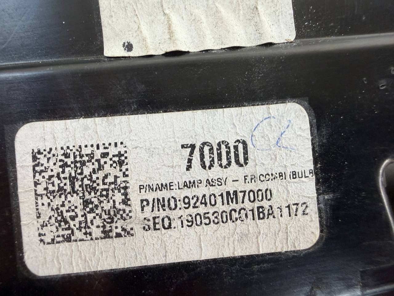 2019 Kia Forte Left Rear Tail Light Lamp 92401M7000 OEM Used