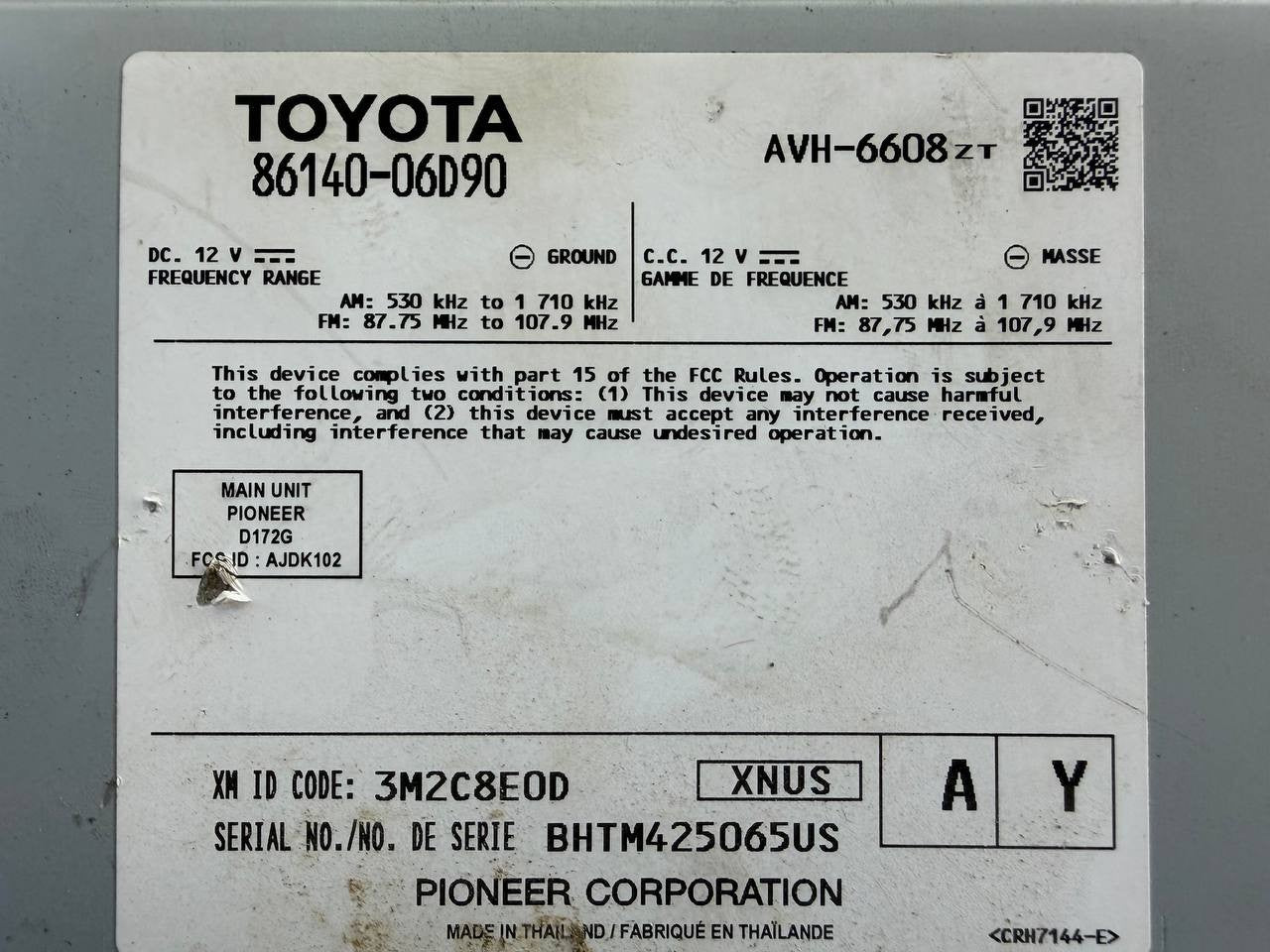 Toyota Camry 2023 Touch Screen Display & Radio Receiver Head Unit 86140-06D90