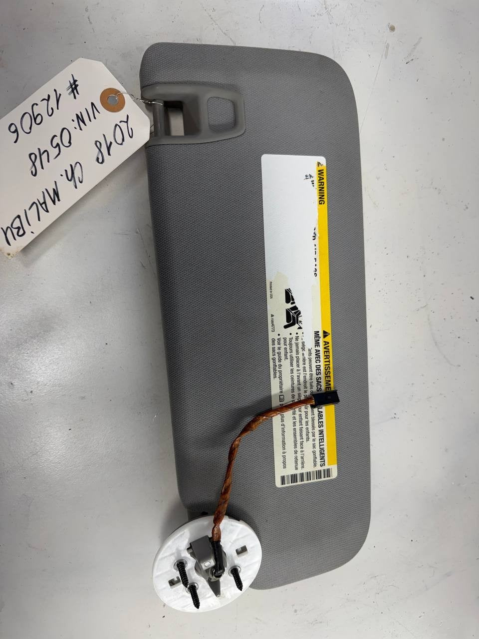 2018 Chevrolet Malibu Passenger Right Sun Visor RH OEM Used