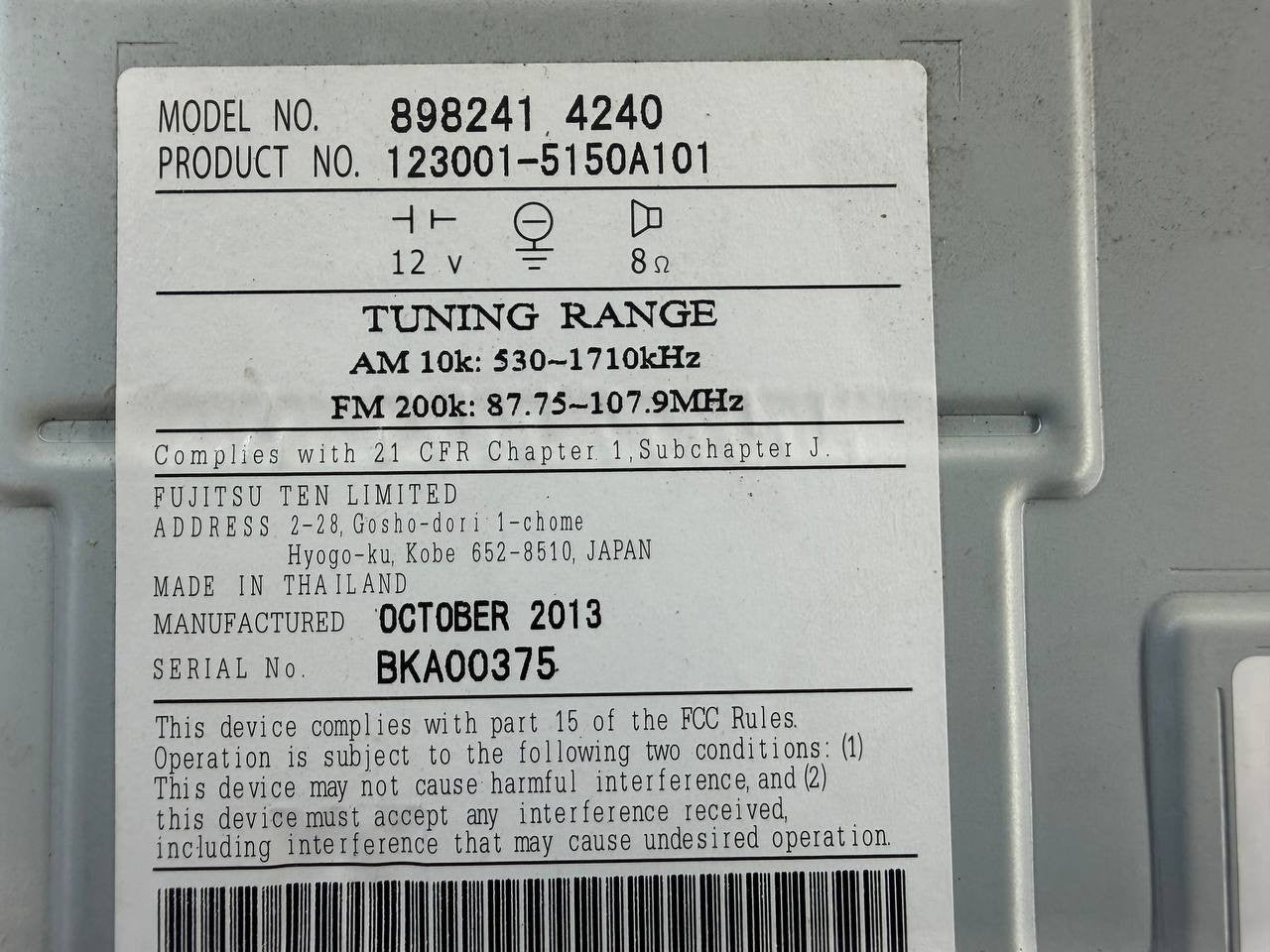 Isuzu NPR AM FM CD Radio Receiver 8982414240 OEM Used
