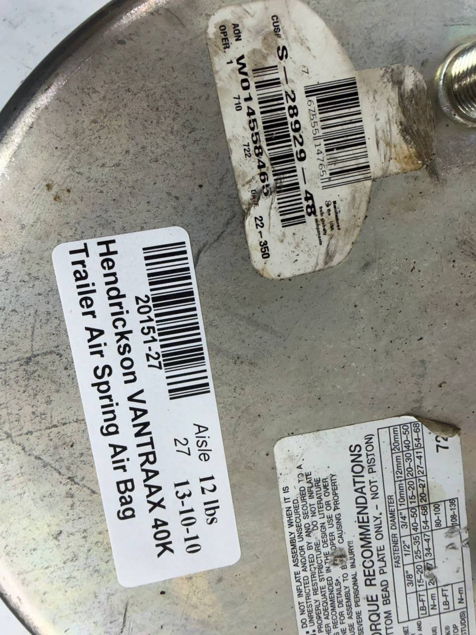 Hendrickson VANTRAAX 40K Trailer Air Spring Air Bag OEM
