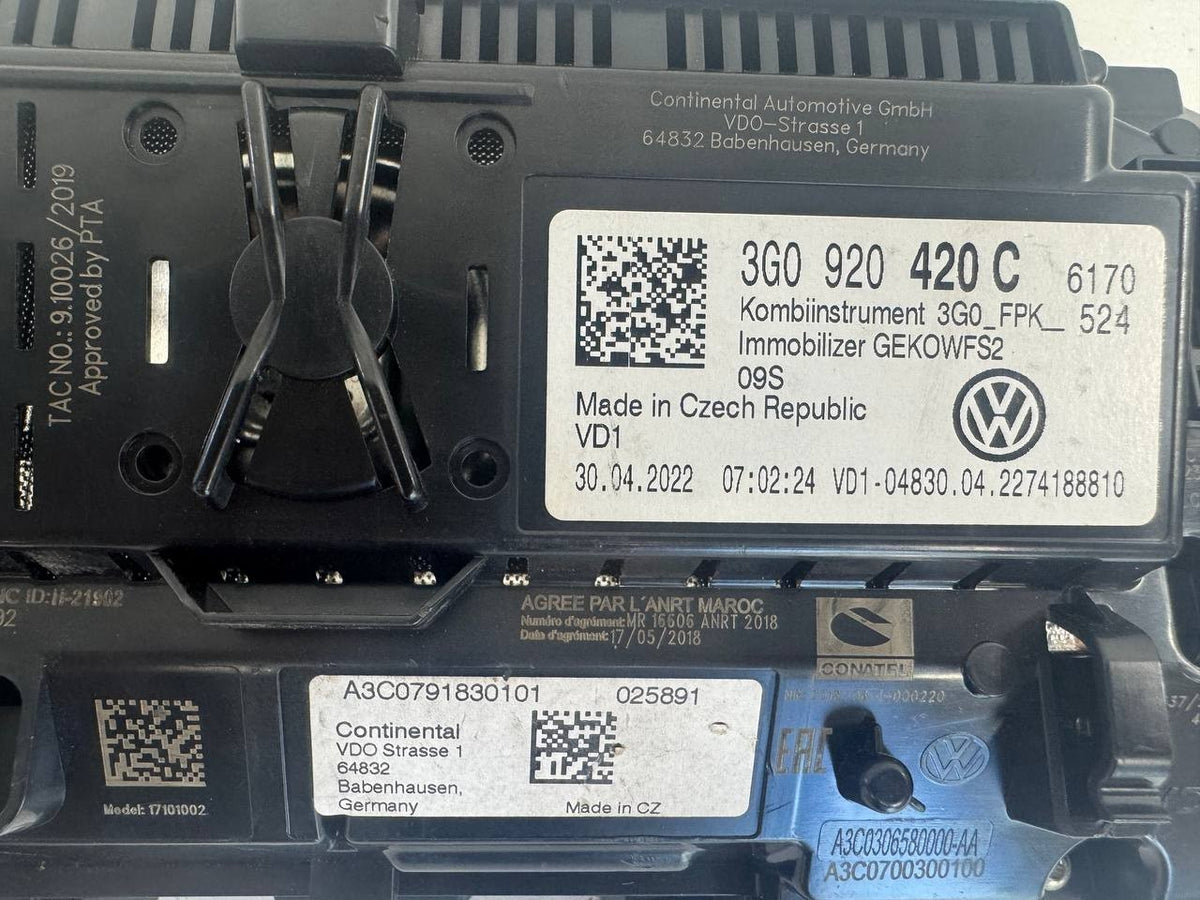 2022 VW Atlas Instrument Cluster 3G0920420C OEM