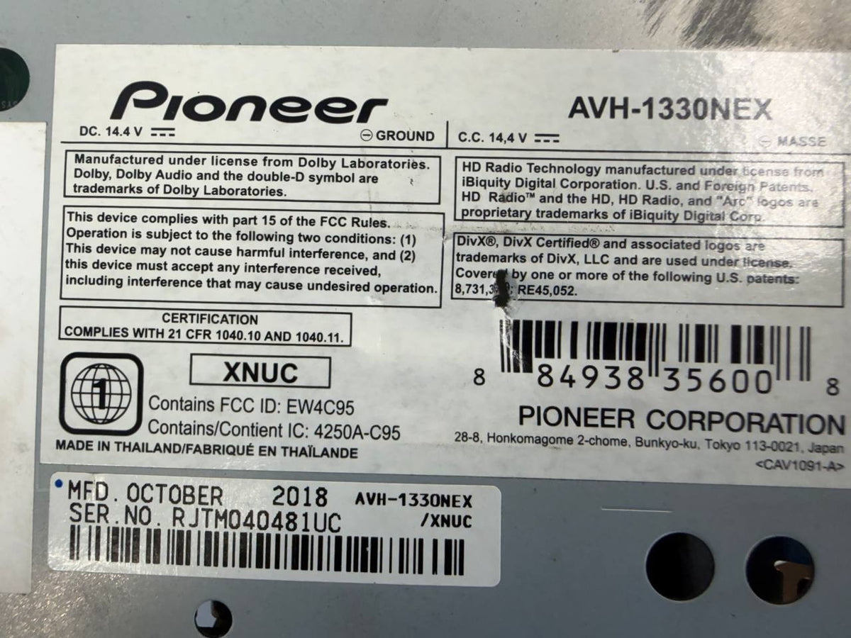 2018 Pioneer 6.2" Touchscreen DVD Multimedia Receiver Bluetooth AVH-1330NEX OEM