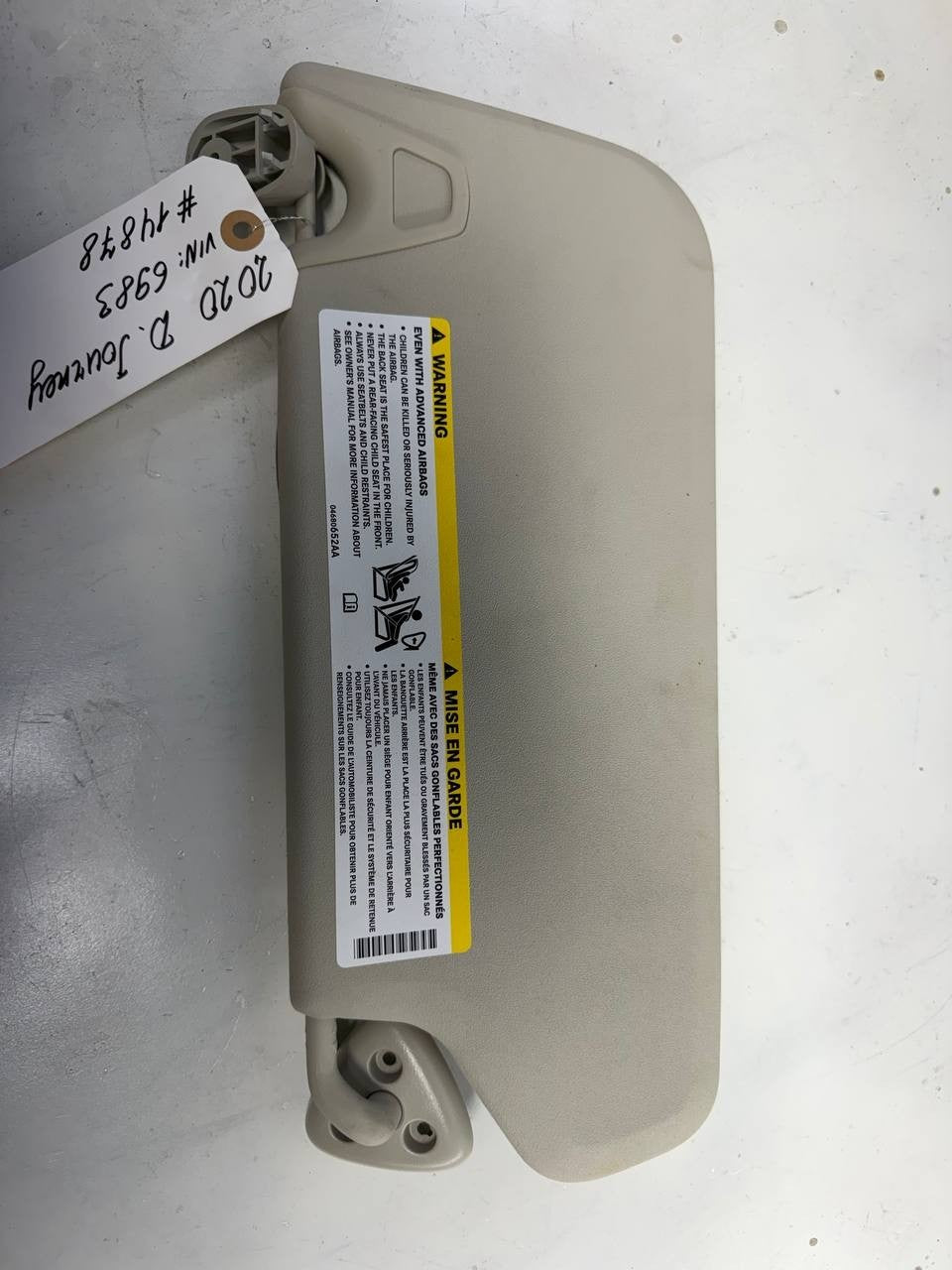 2020 Dodge Journey Driver Left Sun Visor LH OEM Used