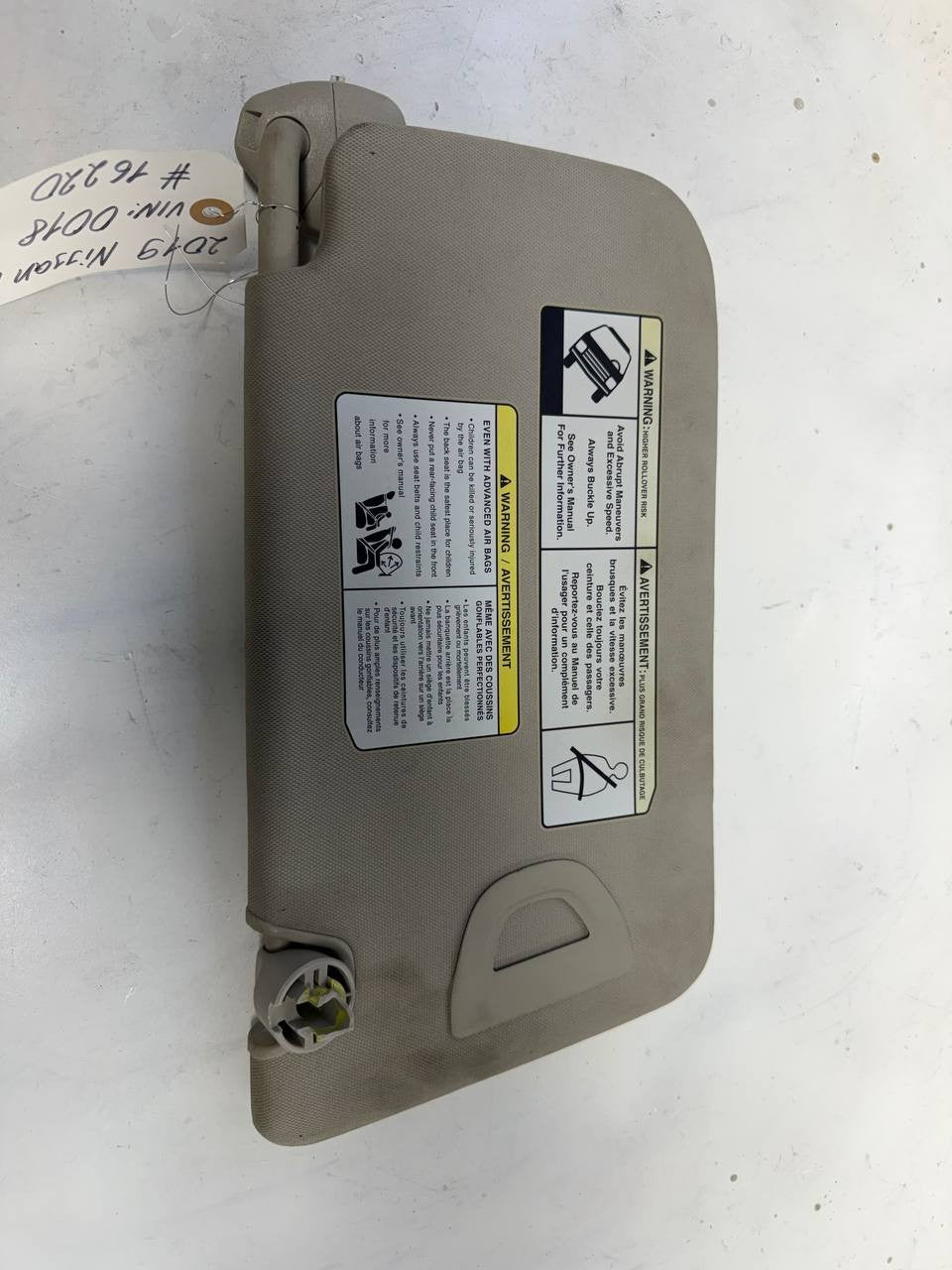 2019 Nissan Rogue Driver Left Sun Visor LH OEM Used