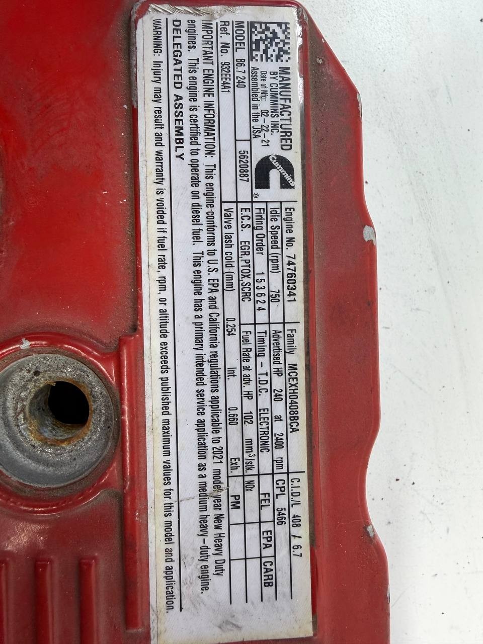 2021-2025 CUMMINS 6.7 Diesel VALVE COVER OEM
