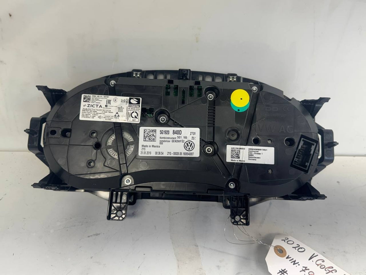 2020 VW Golf Alltrack Instrument Cluster A2C12961100 OEM