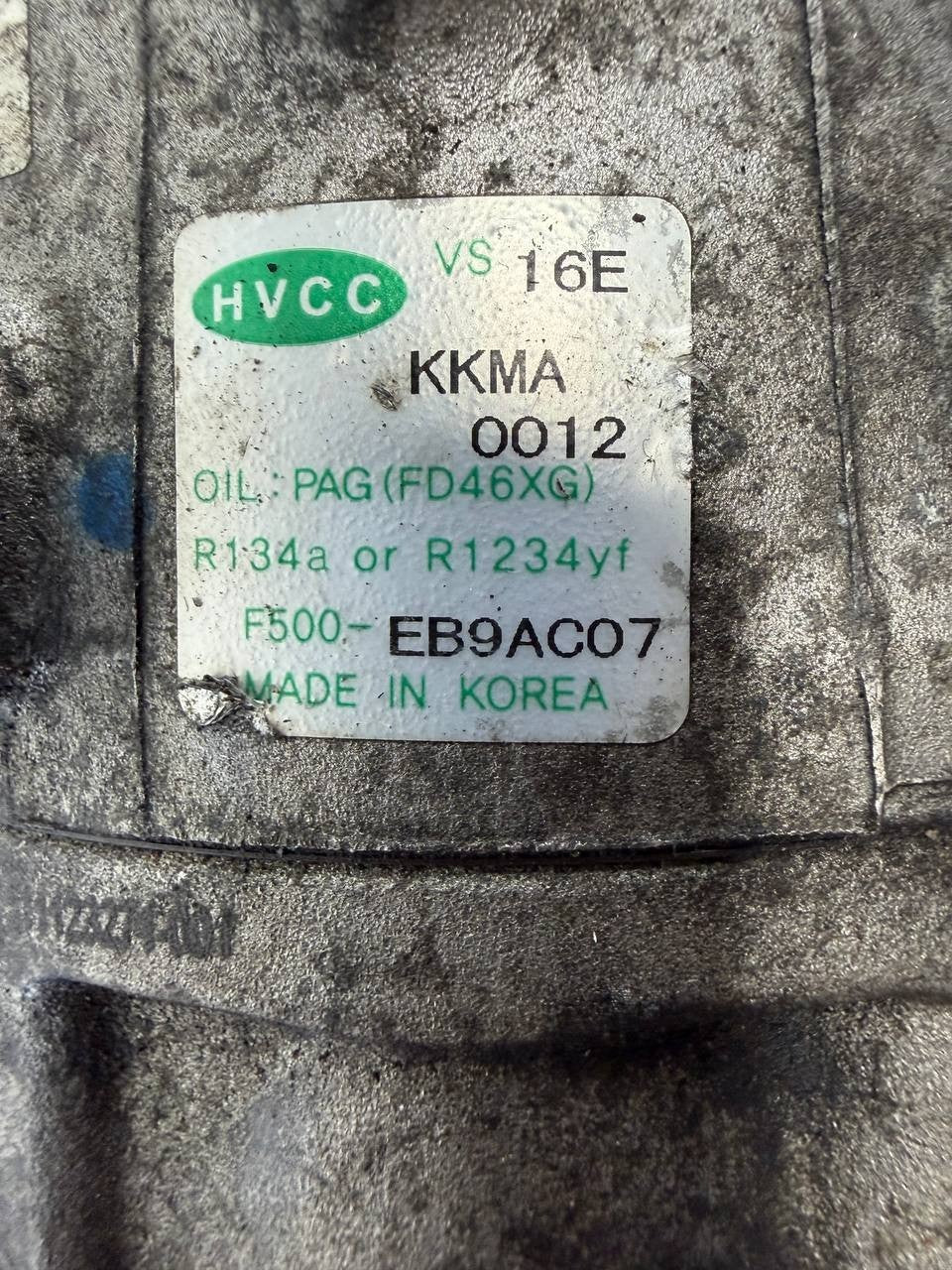 2017 Kia Optima A/C Air Conditioning Compressor F500-EB9ACO7 OEM Used