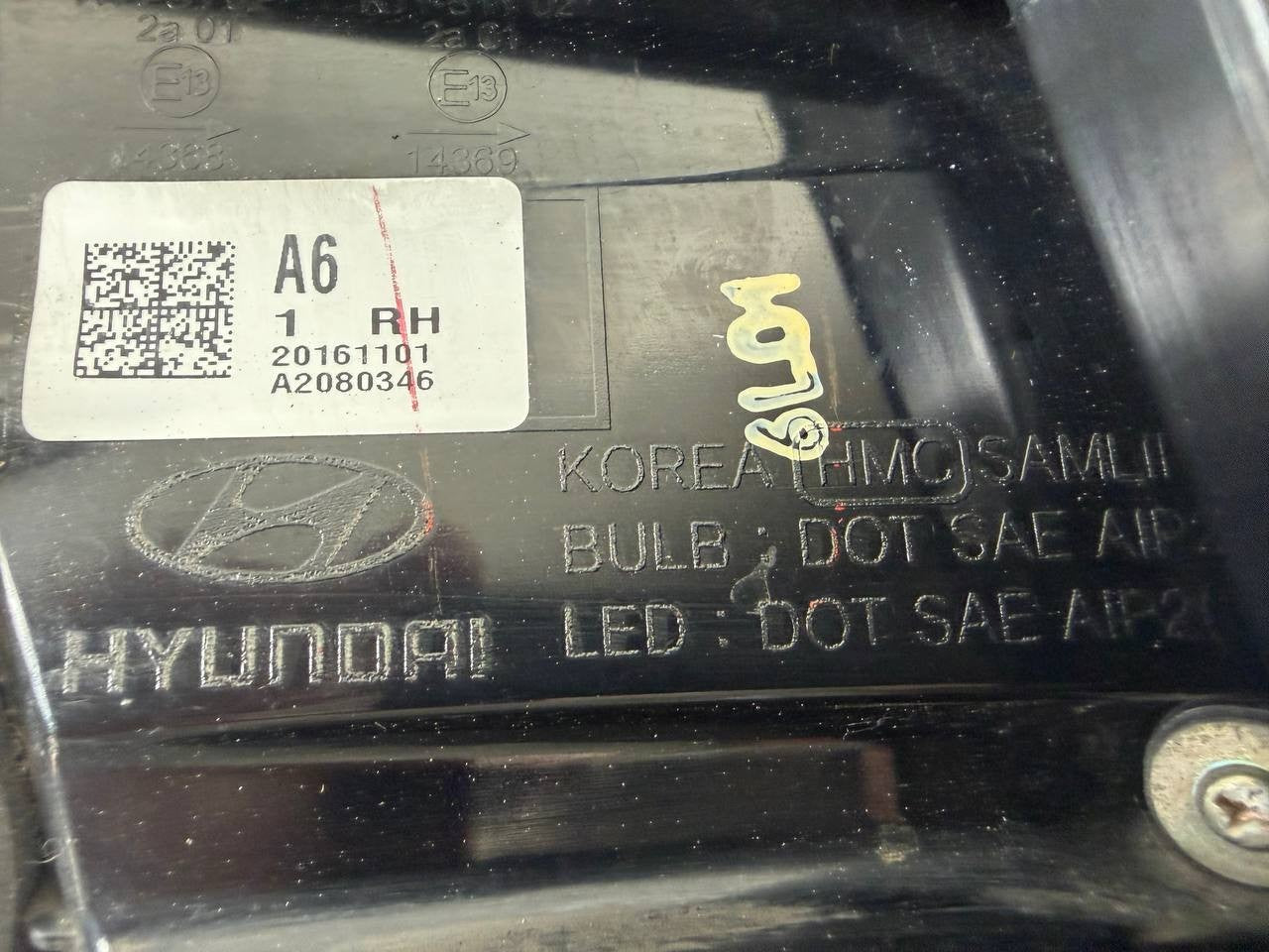 2017 Hyundai Sonata Right Rear Tail Light Lamp RR OEM Used