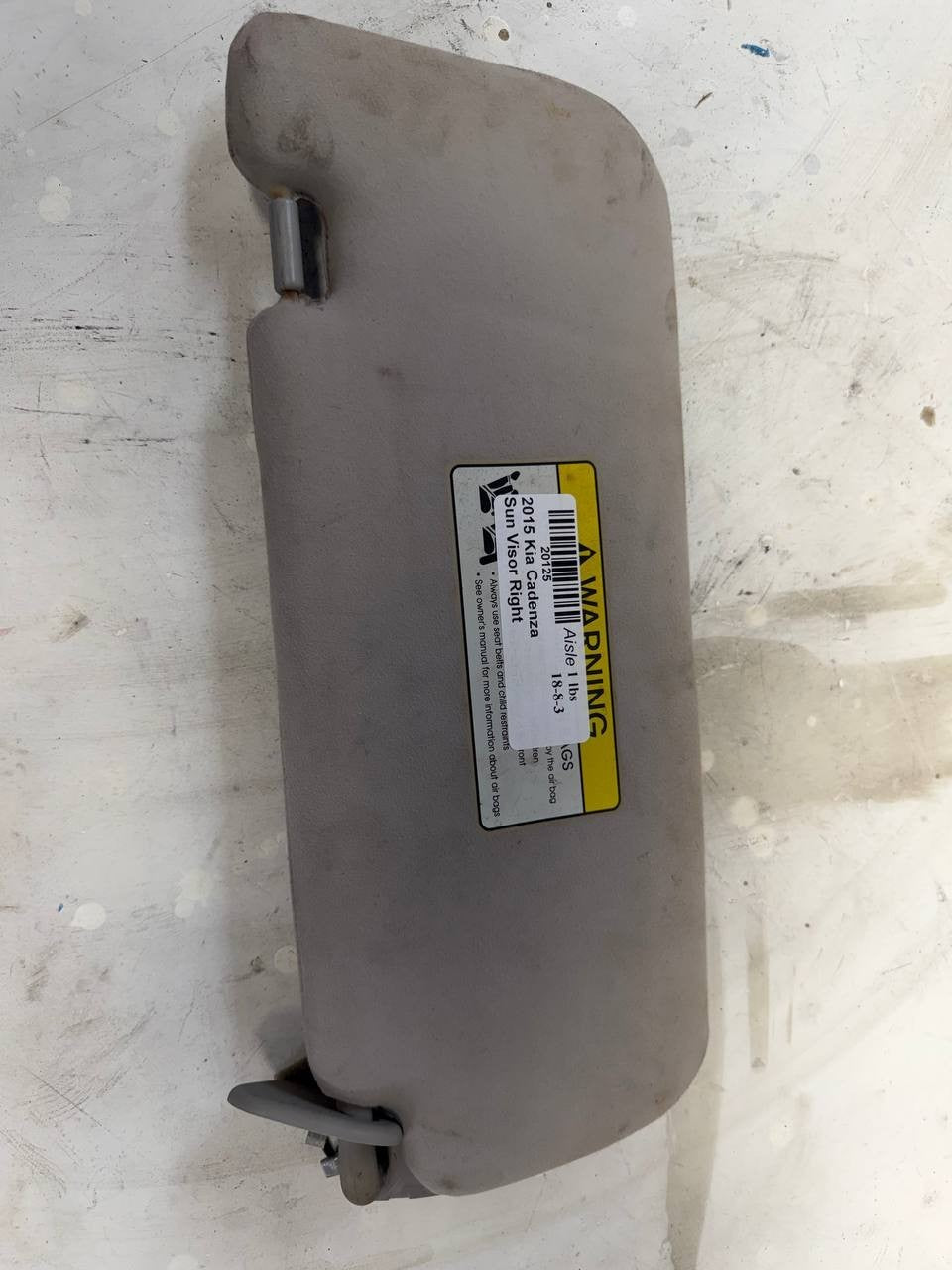 2015 Kia Cadenza Right Driver Side Sun Visor LH OEM Used