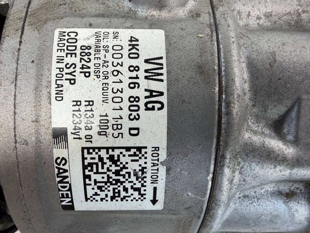 2021 Audi A6 A/C Air Conditioning Compressor 4KO816803D OEM Used